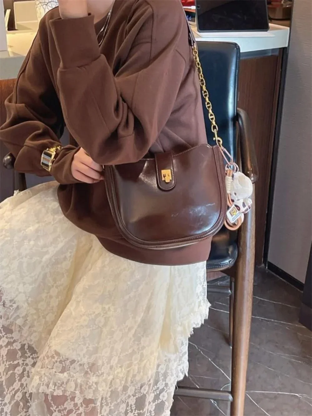 Stylish PU Leather Hobo Shoulder Bag, Adjustable Crossbody Handbag, Casual Purse
